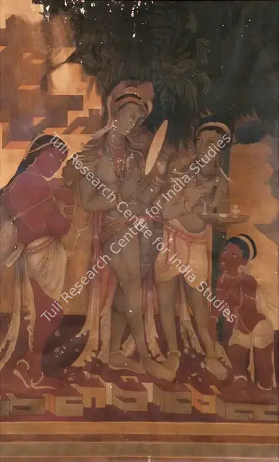 Unknown (After Ajanta) (Artist), Jewelled Princess with Maidens, Cave No. XVII, 1926, Painting