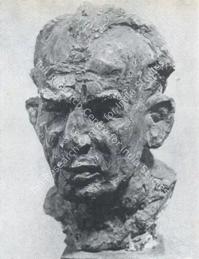 Sankho Chaudhuri (Artist), Portrait Head of Benode Mukherjee, 1956, Sculpture