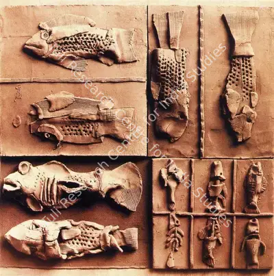 Subramanyan, K.G. (Artist). Fishers and Fossils. Terracotta, 1976 | K.G. Subramanyan, 2003 | Relief Work | FineArts | 00566338