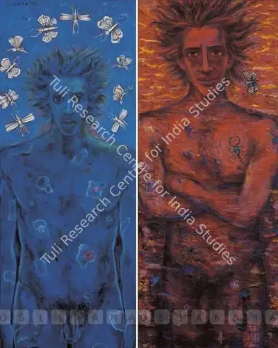 Jagdish Chander (Artist), Hallo Of Butterflies, 1999, Painting