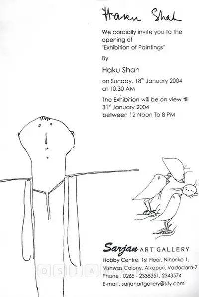 Haku Shah (Artist), Haku Shah, 2004, Solo Exhibition Invitation