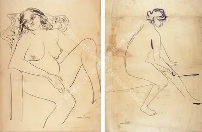 Gopal Ghose (Artist), Study For Nude, 1954, Drawing