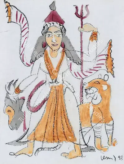 K.G. Subramanyan (Artist), Durga, 1998, Painting