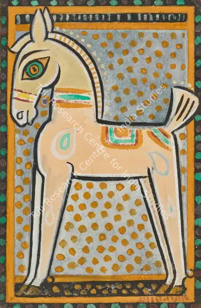 Jamini Roy (Artist), Untitled (Horse), 1940, Painting