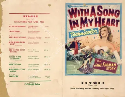 Walter Lang (Director), With a Song in My Heart, 1952, Handbill