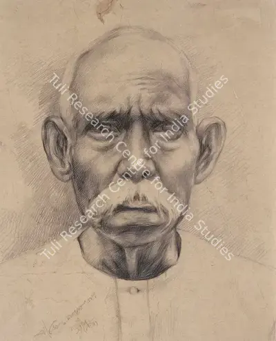 Satish Sinha (Artist), Portrait of Brijendranath Roy, 1939, Drawing