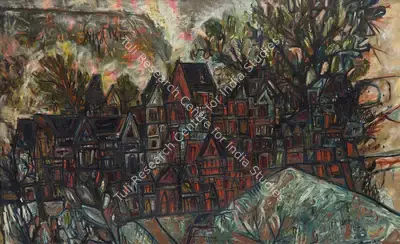 Souza, F.N. (Artist). Houses in Hampstead. Oil and polyvinyl acetate on canvas, 1962 | Painting | EconomicsArt | 00871545