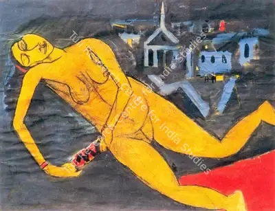 S.H. Raza (Artist), Nude, 1955, Painting