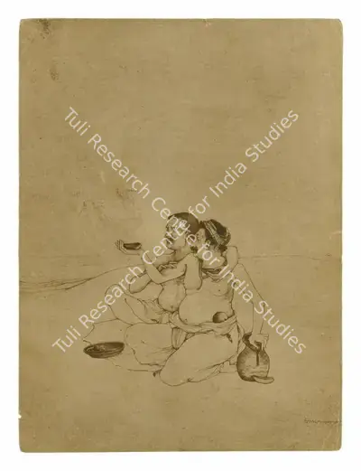 Nandalal Bose (Artist), Jagai-Madhai, 1910, Painting