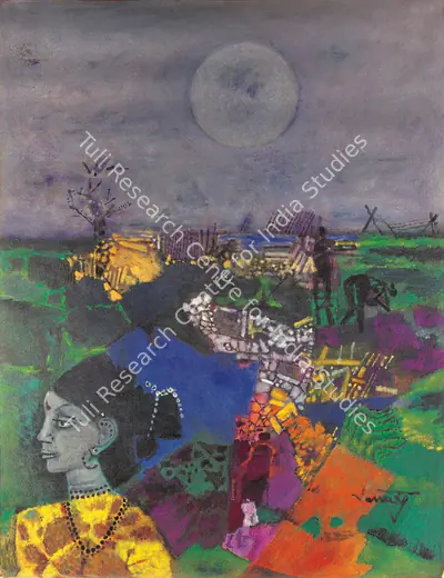 A.P. Santhanaraj (Artist), Woman in Landscape, 1997, Painting