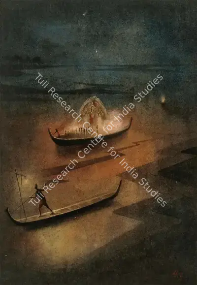 Gaganendranath Tagore (Artist), Durga Pratima Visarjan Series, Painting