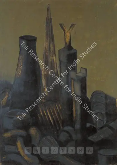 Nataraj Sharma (Artist), Still Life With Machine Parts, Painting