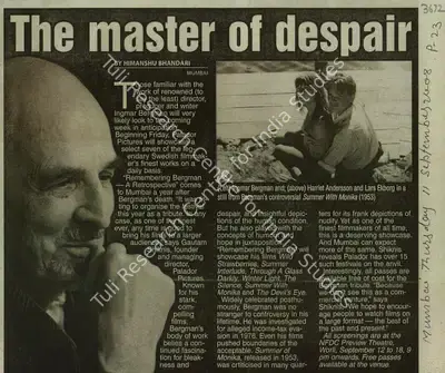 Himanshu Bhandari (Reporter), The Master of Despair, 2008, Newspaper Clipping