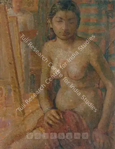 K.K. Hebbar (Artist), Nude, 1949, Painting