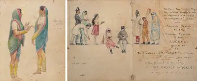 M.V. Dhurandhar (Artist), Maharastrian Women (Double-Sided), 1920, Painting