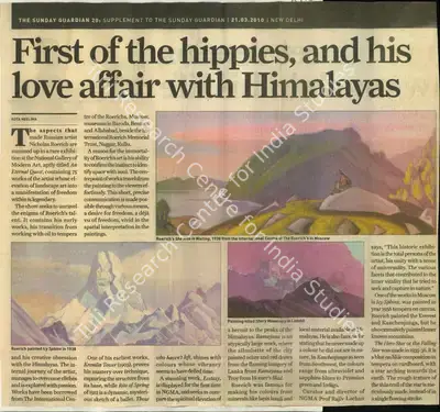 Kota Neelima (Reporter), First of the Hippies, and his Love Affair with Himalayas, 2010, Newspaper Clipping
