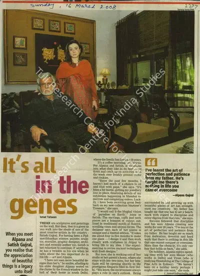 Alpana Gujral (Writer), It's All in The Genes, 2008, Newspaper Clipping