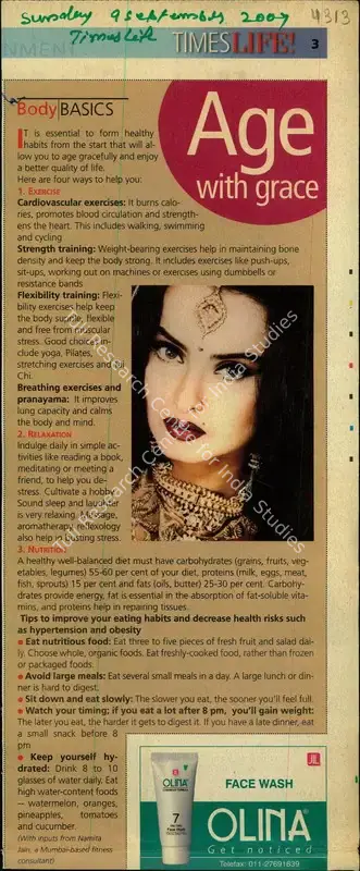 Namita Jain (Reporter), Age with Grace, 2007, Newspaper Clipping