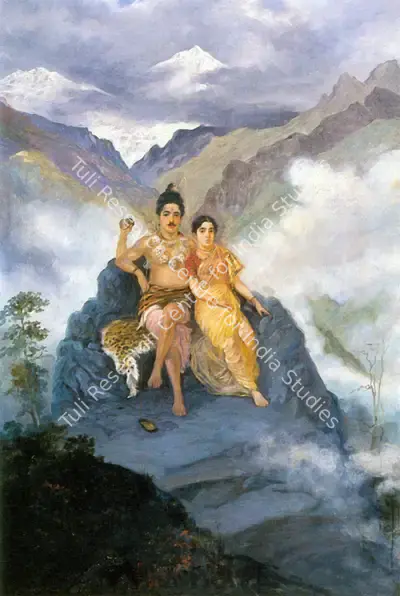 Dhurandhar, M.V. (Artist). Lord Shiva And Parvati On Mount Kailash, n.d. | Painting, Ch.Lon/02.06.98