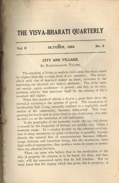 Rabindranath Tagore (Editor), Visva-Bharati Quarterly, 1924, Journal