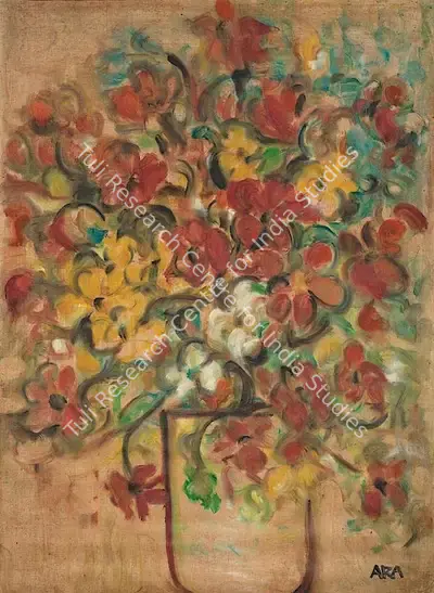 K.H. Ara (Artist), Still Life with Flowers, 1967, Painting