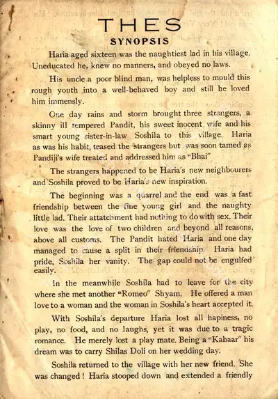 Kidar Sharma (Director), Thes, 1949, Song-Synopsis Booklet