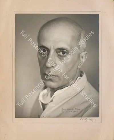 R.R. Bharadwaj (Artist), Portrait Of Jawaharlal Nehru, 1952, Graphic Art