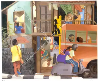 Patwardhan, Sudhir (Artist). Street Corner. Acrylic on canvas, 1986 | Painting  | 00878470