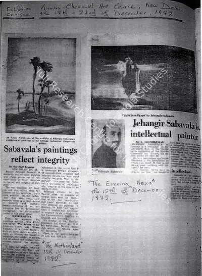 S. Sakthi Kumar (Writer), Jehangir Sabavala is intellectual painter, 1972, Newspaper Clipping