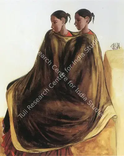 B. Prabha (Artist), Two Women, 1983, Painting