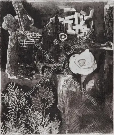 Somnath Hore (Artist), Birth of a White Rose, 1960, Graphic Art