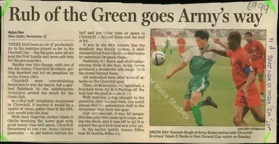 Arjun Sen (Reporter), Rub of the Green goes Army's way, 2006, Newspaper Clipping