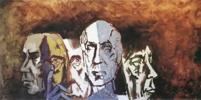 Husain, M. F. (Artist). Jawaharlal Nehru. Oil on canvas, 1964 | Maqbool Fida Husain, 2008 | Painting | FineArts | 00495214
