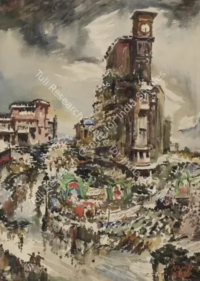 M.S. Joshi (Artist), Ganesh Visarjan Procession, Painting