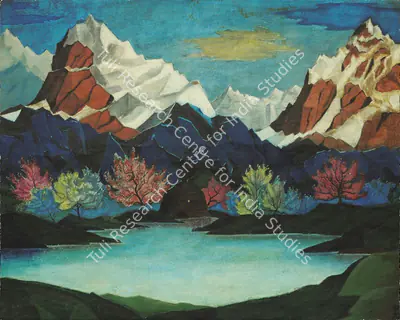 Nicholas Roerich (Artist), A Shrine beside a lake in the Himalayas, 1931, Painting