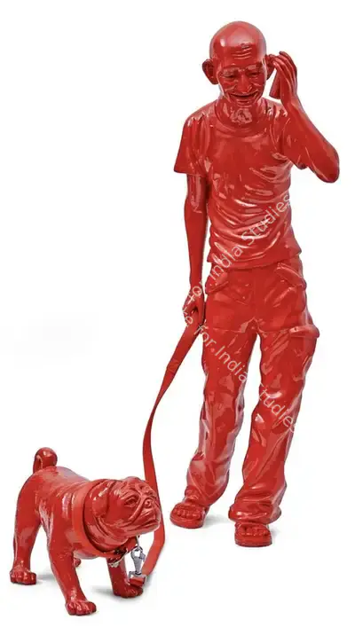 Debanjan Roy (Artist), India Shining VI (Gandhi Walking Dog), Sculpture