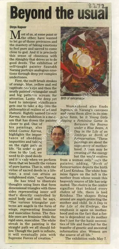 Divya Kapoor (Reporter), Beyond the Usual, 2009, Newspaper Clipping