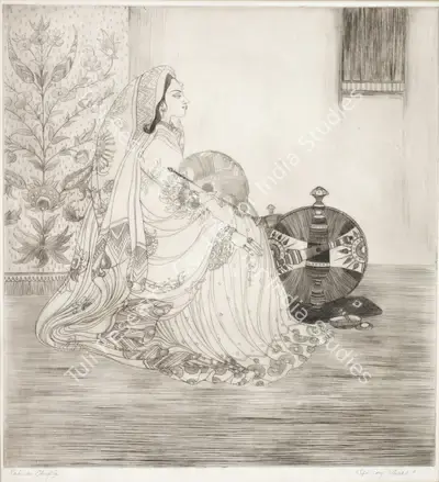M.A.R. Chughtai (Artist), Spinning Wheel, Graphic Art