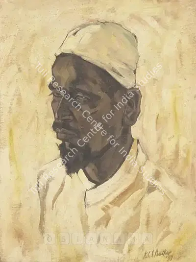 Paniker, K.C.S. (Artist). Portrait. Oil on canvas pasted on board, 1959 | Painting  | 00881802