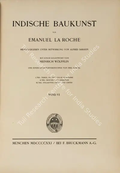 Emanuel La Roche (Author), Indische Baukunst, 1922, Authored Antiquarian Book