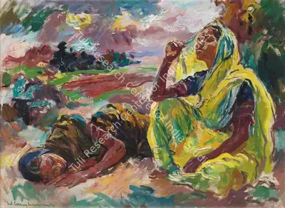 Walter Langhammer (Artist), Rest, 1955, Painting
