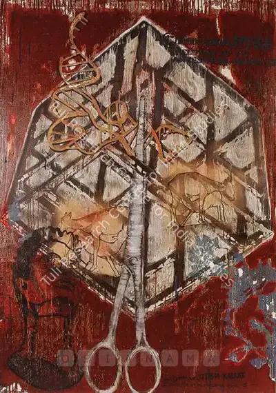 Jitish Kallat (Artist), Skeletons From My Ancestral Home III, 2000, Painting
