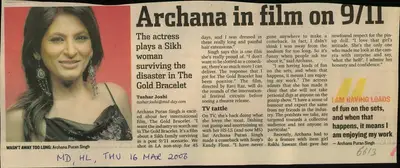 Tushar Joshi (Reporter), Archana in film on 9711, 2006, Newspaper Clipping