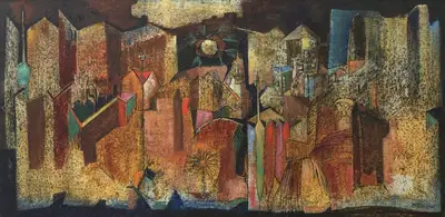Bakre, S.K. (Artist). Untitled (Townscape), 1964 | Painting, Bon.Lon/10.12.24, 2024 · Bonhams