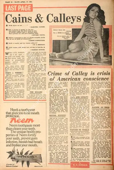 Khwaja Ahmad Abbas (Columnist), Cains & Calleys, 1971, Essay