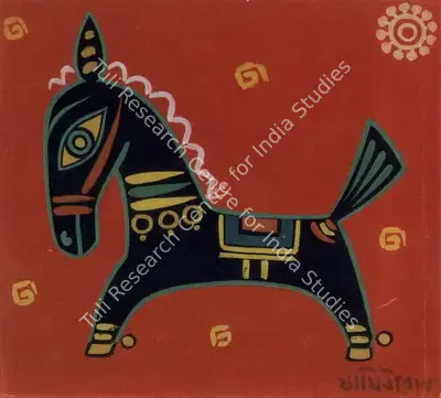 Jamini Roy (Artist), Two Cats with Prawn, 1950, Painting
