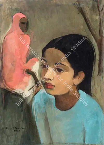 Sher-Gil, Amrita (Artist). The Little Girl in Blue. Oil on canvas, 1934 | Painting | FineArts | 00336289