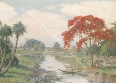 B. Majumdar (Artist), River Landscape, 1943, Painting