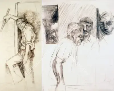 Sudhir Patwardhan (Artist), A Pair Of Untitled Works, 1981, Drawing