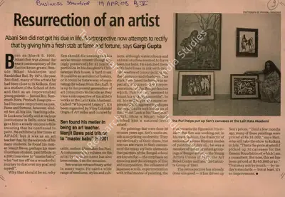 Gargi Gupta (Reporter), Resurrection of an Artist, 2008, Newspaper Clipping